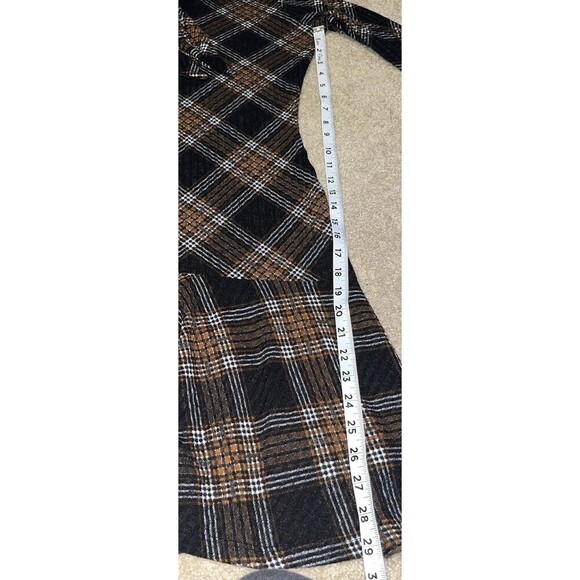ADRIENNE Vittadini (S) Brown Plaid Dress Dark Academia Velma Knee Length NOTE - Picture 9 of 16